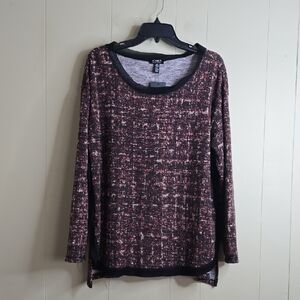 Jones New York Women's Black and Pink Textured Blouse XL